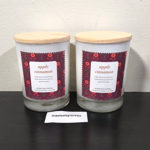 Scentsational APPLE CINNAMON Candle Soy Blend scented candle 11oz x2 - Picture 1 of 5